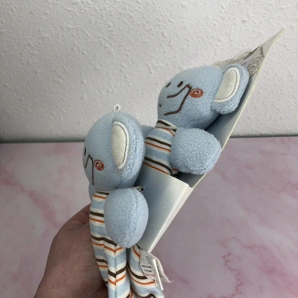 NWT Vitamins Baby lovey security blanket blue elephant set of two 2012 rare - Picture 10 of 10